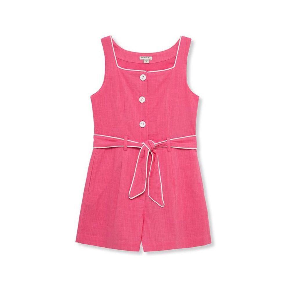 Habitual Girls Square-Neck Romper, Pink
